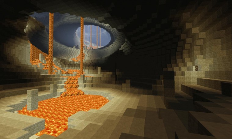 Майнкрафт шахта с лавой