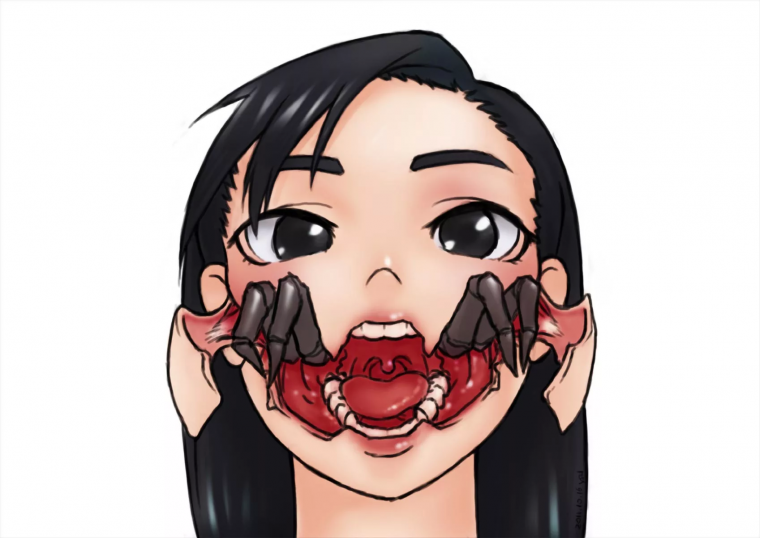 Губы сбоку карандашом