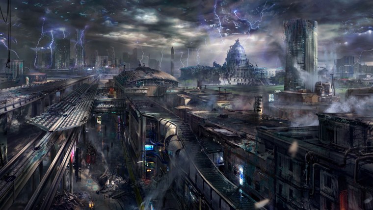 Разрушенный город будущего