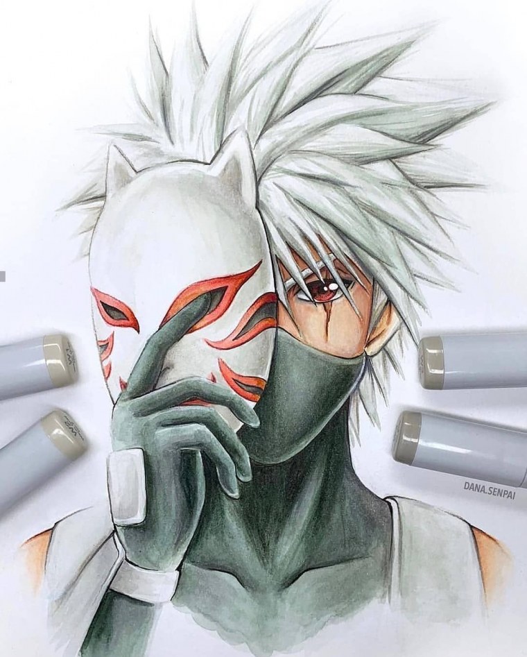 Какаси Хатакэ чёрно белое