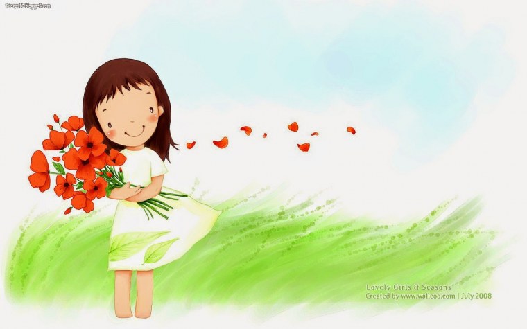 Девочка с цветами рисунок