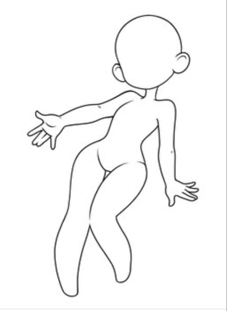 Эскиз Чиби голое тело на коленях