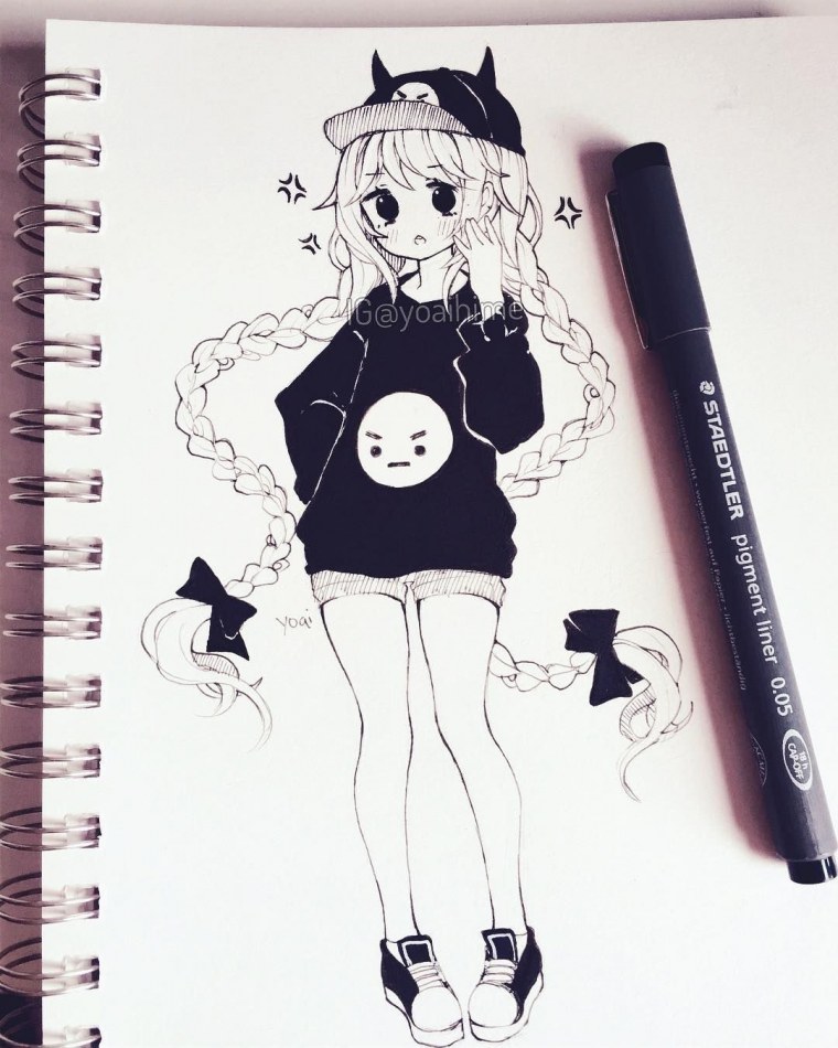 Аниме черной ручкой