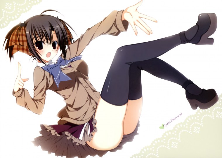 Аниме девушка в юбке и чулках