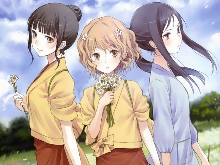 Аниме блондинка и брюнетка