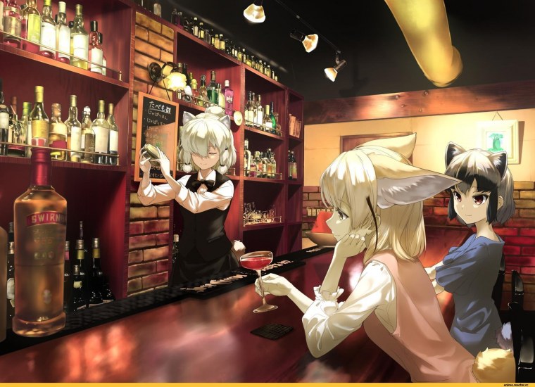 Аниме девушка бармен