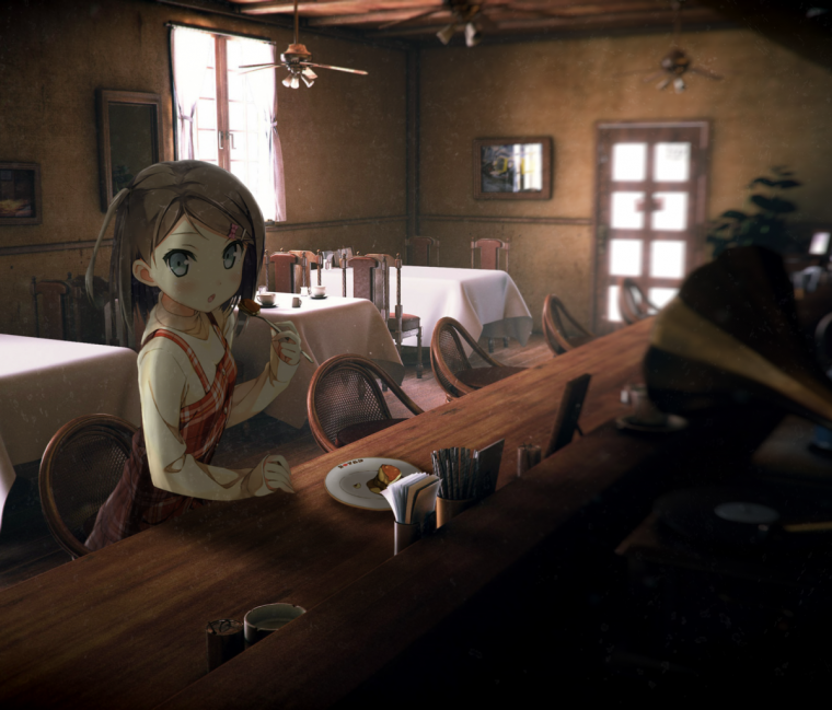 Аниме фон кафе внутри