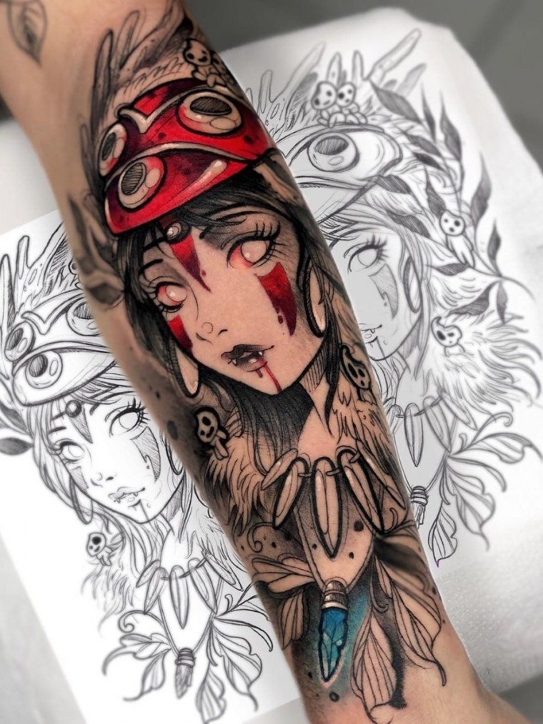 Тату аниме на руке