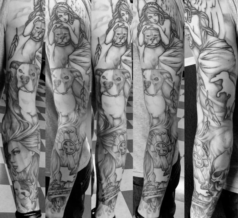 Контурные тату рукав мужские