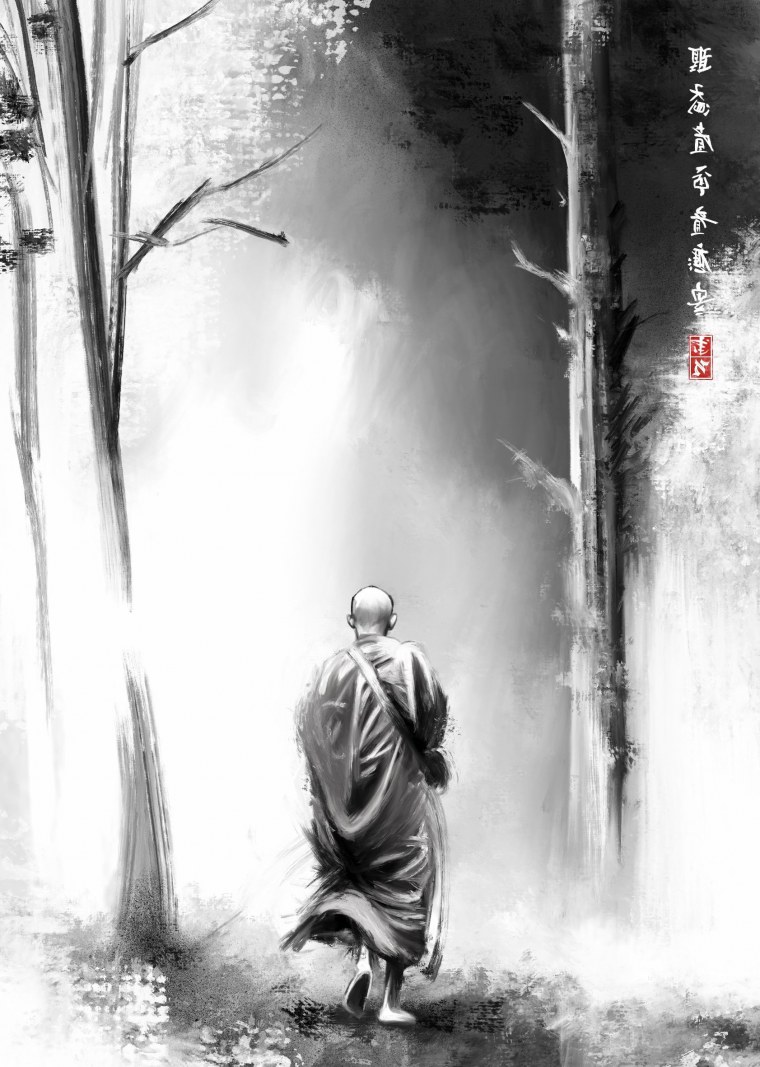 Буддистский монах живопись