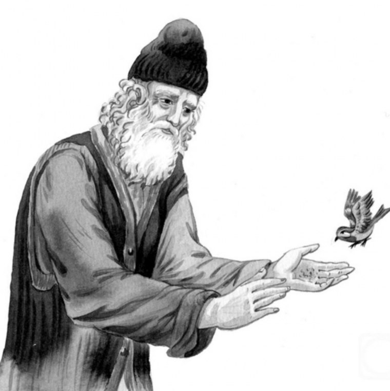 Святого Паисия Святогорца черно белый