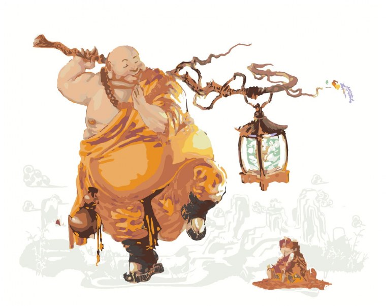 Толстый буддийский монах