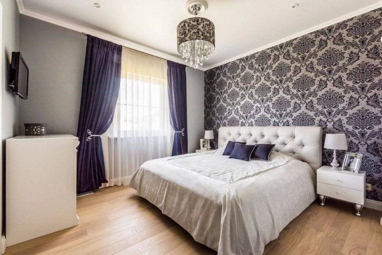 Обои Эрисман в интерьере гостиной комбинированные