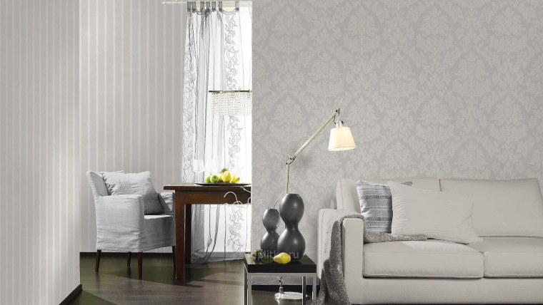Серые обои в спальне