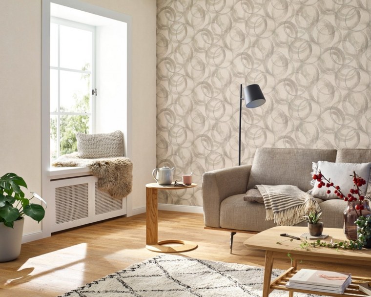 Комбинация обоев в спальне