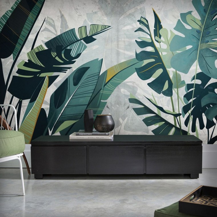 Тропические растения черно белые