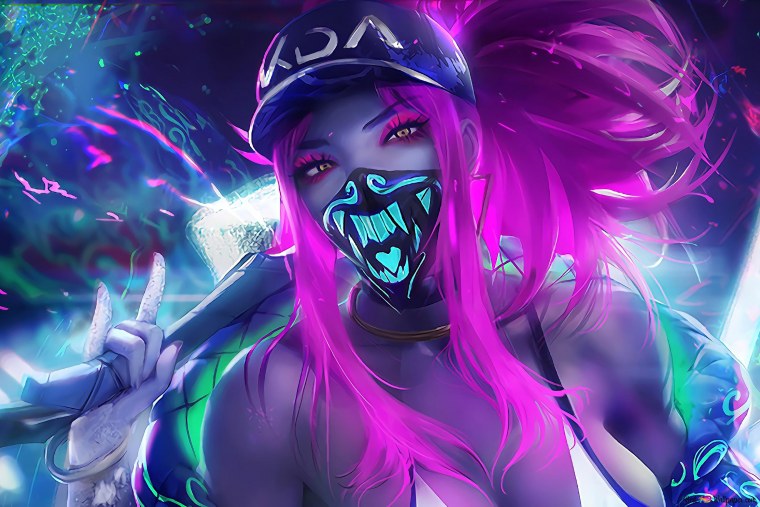 Akali League of Legends неон