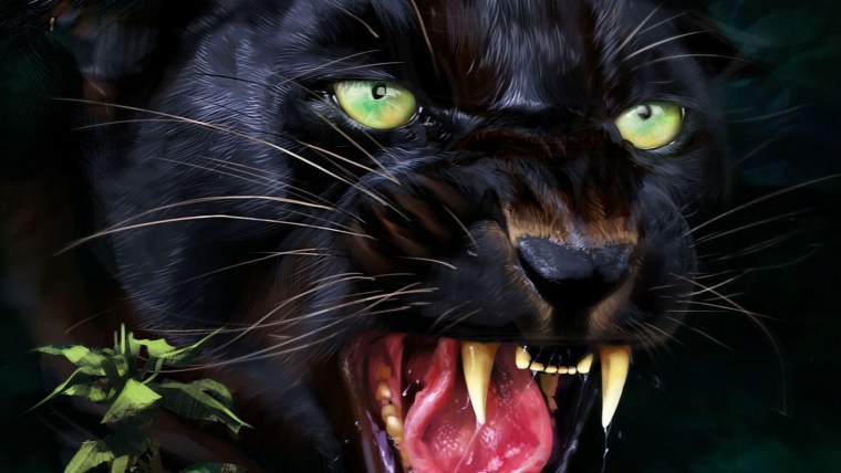 Черная пантера в темноте