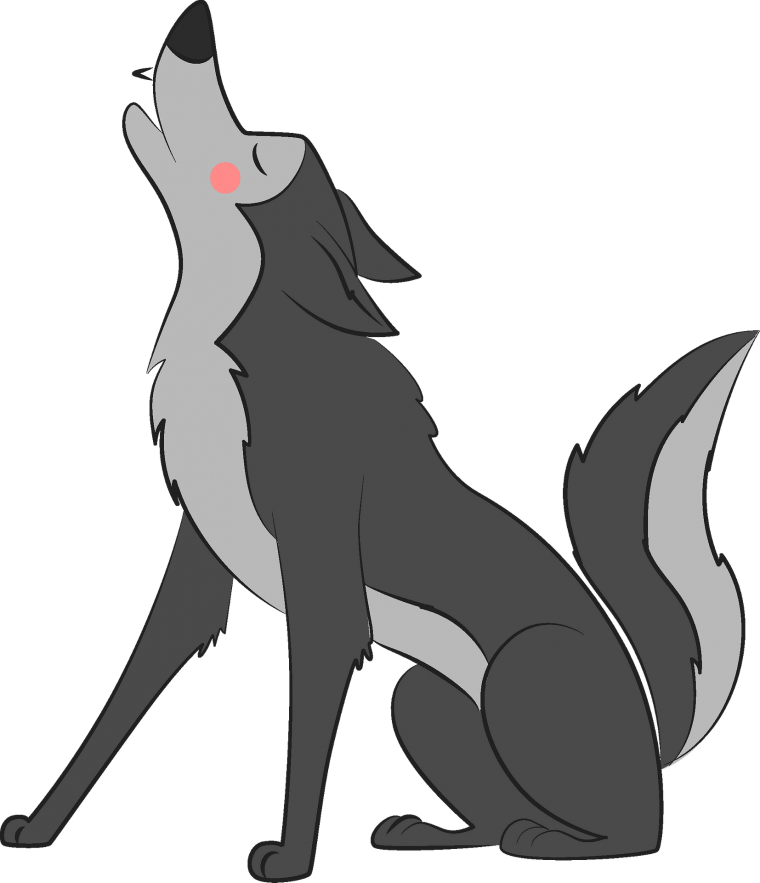 Мультяшный волк на прозрачном фоне