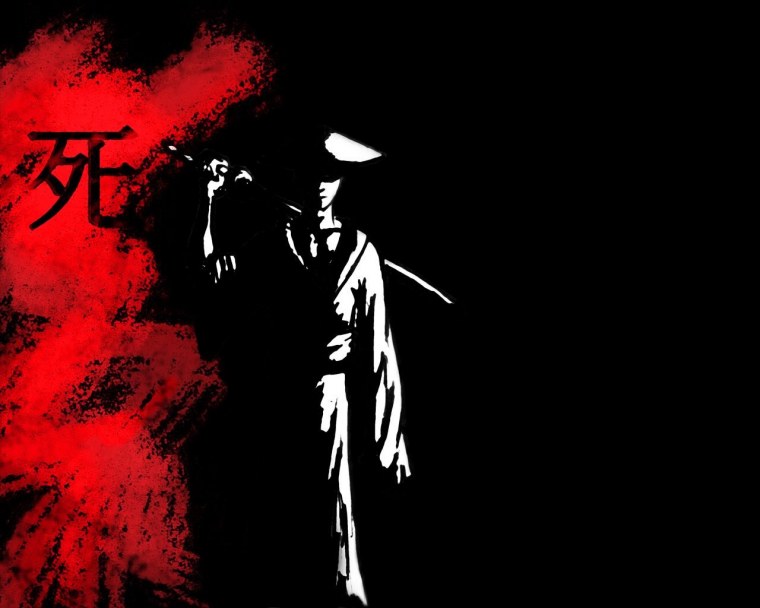 Обои на рабочий стол неоновый Самурай