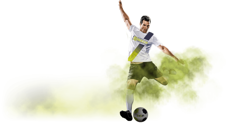 Силуэт футболиста с мячом