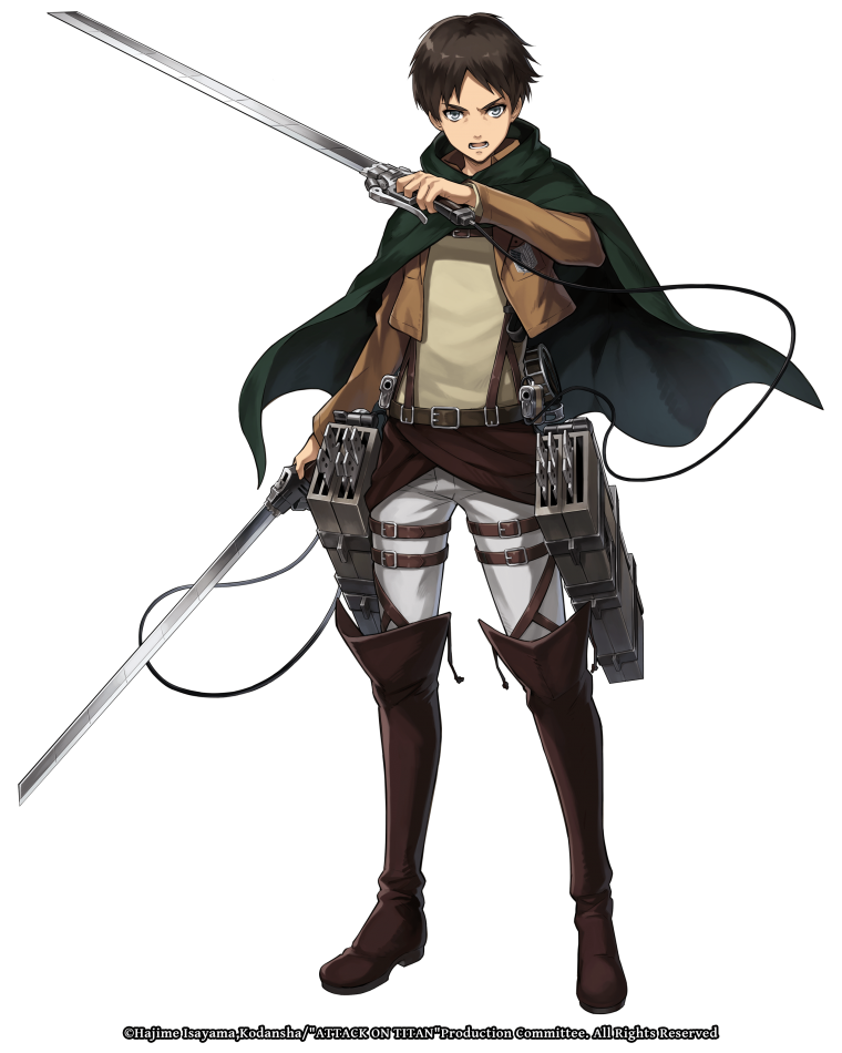 Атака титанов Эрен на белом фоне