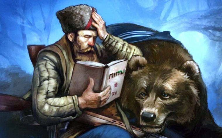 Медведь на фоне флага