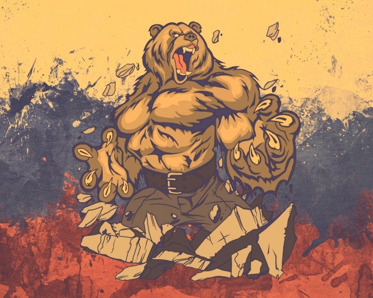 Медведь в шапке ушанке с балалайкой