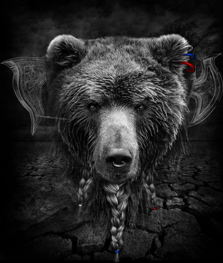 Флаг России с медведем