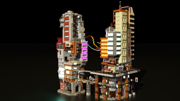 Киберпанк здания в МАЙНКРАФТЕ