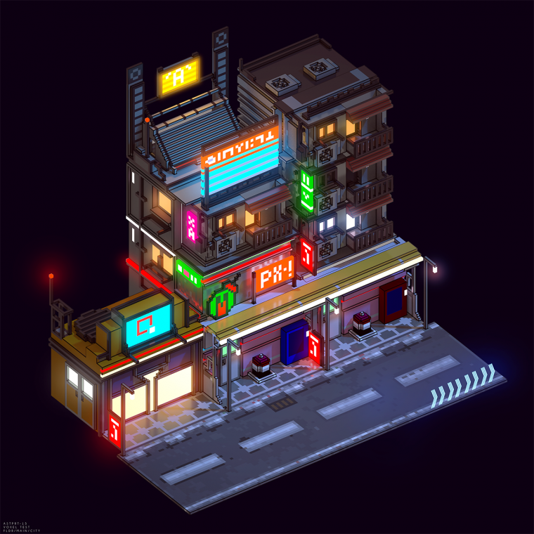 Модели зданий в стиле киберпанк