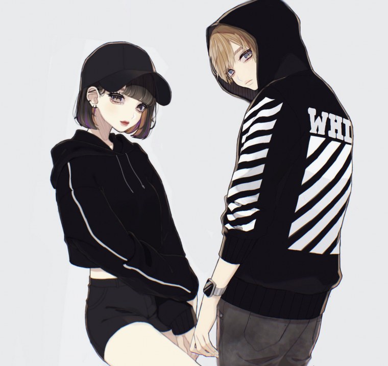 Аниме парень в толстовке