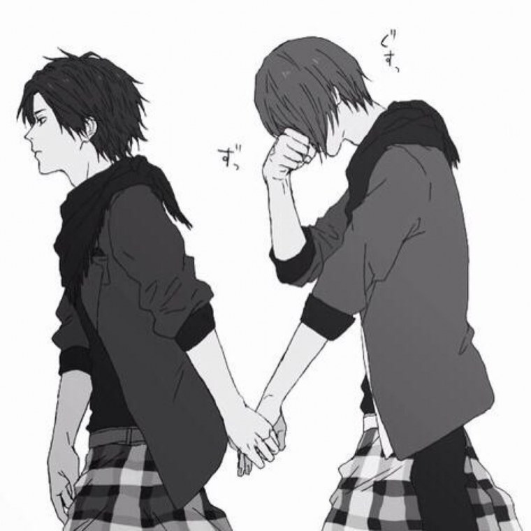 Два парня аниме чб