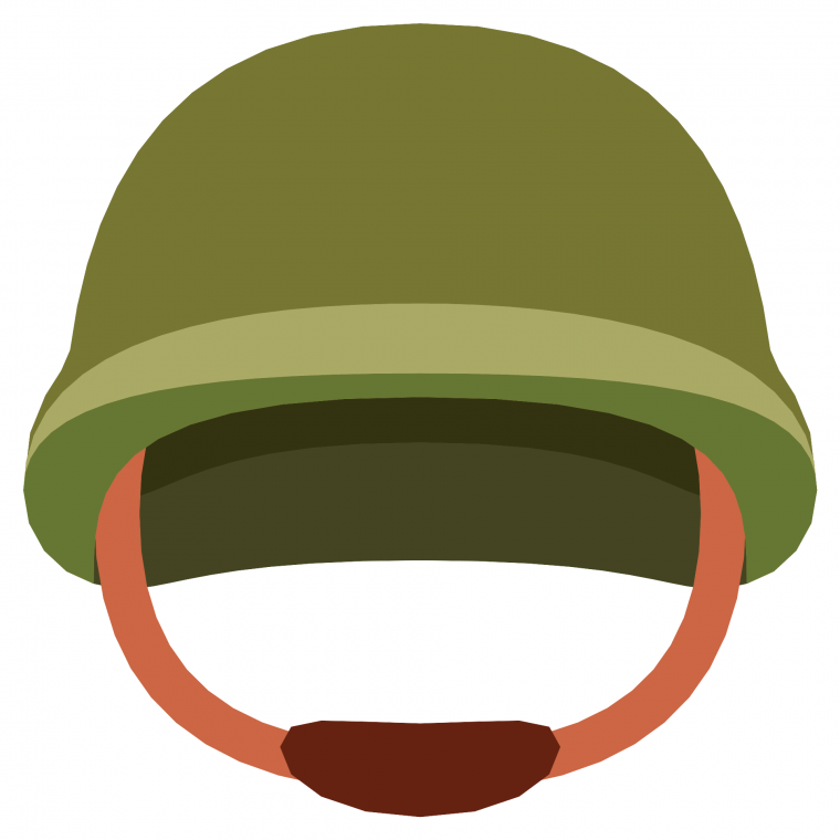 В каске с сеткой солдат