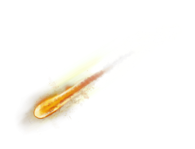 Падающий метеорит на белом фоне