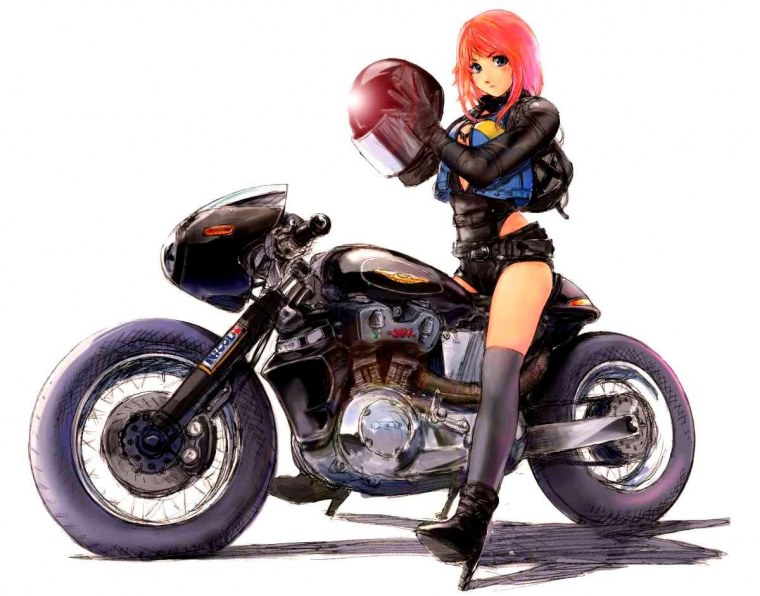 Девушка на мотоцикле аниме