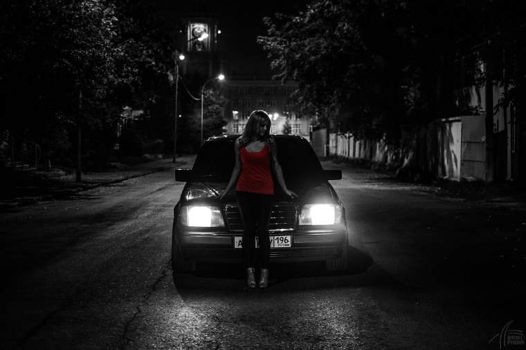 Mercedes w124 ночной город