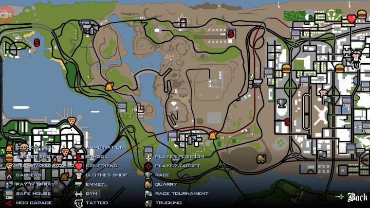 Карта Лос Сантоса в ГТА Сан андреас