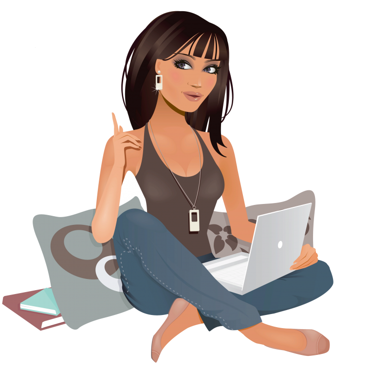 Девушка за ноутбуком