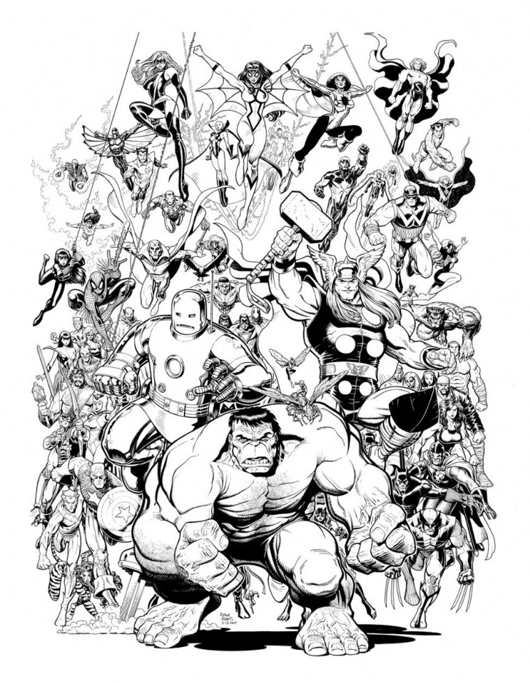 Герои Марвел чб