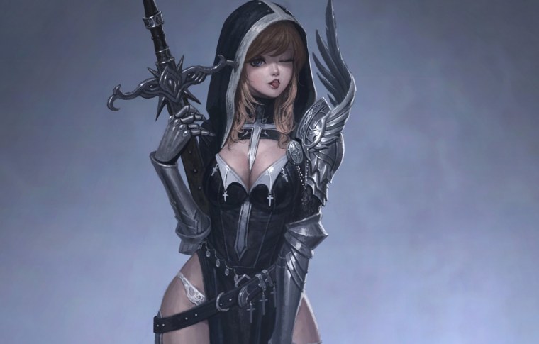 Девушка ангел с крестом