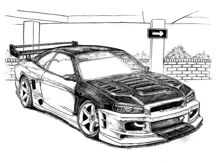 Nissan GTR 34 draw