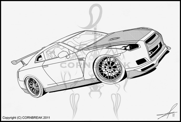 Раскраска Nissan Skyline r34