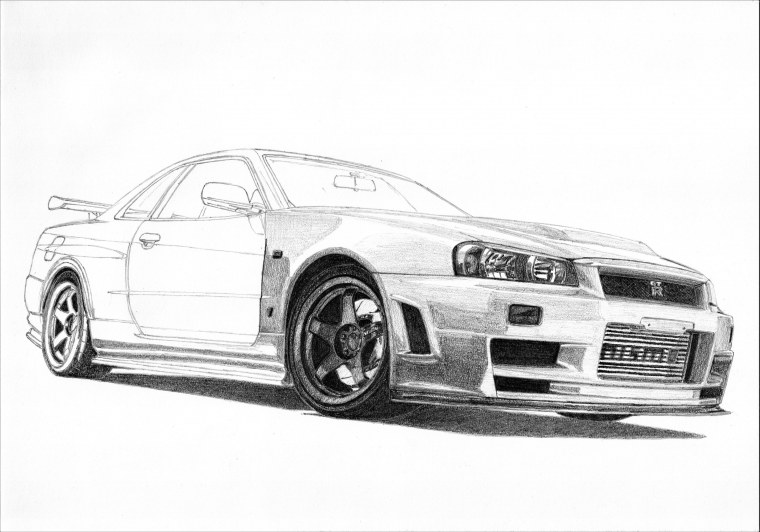 Nissan Skyline 2000gt-r рисунок