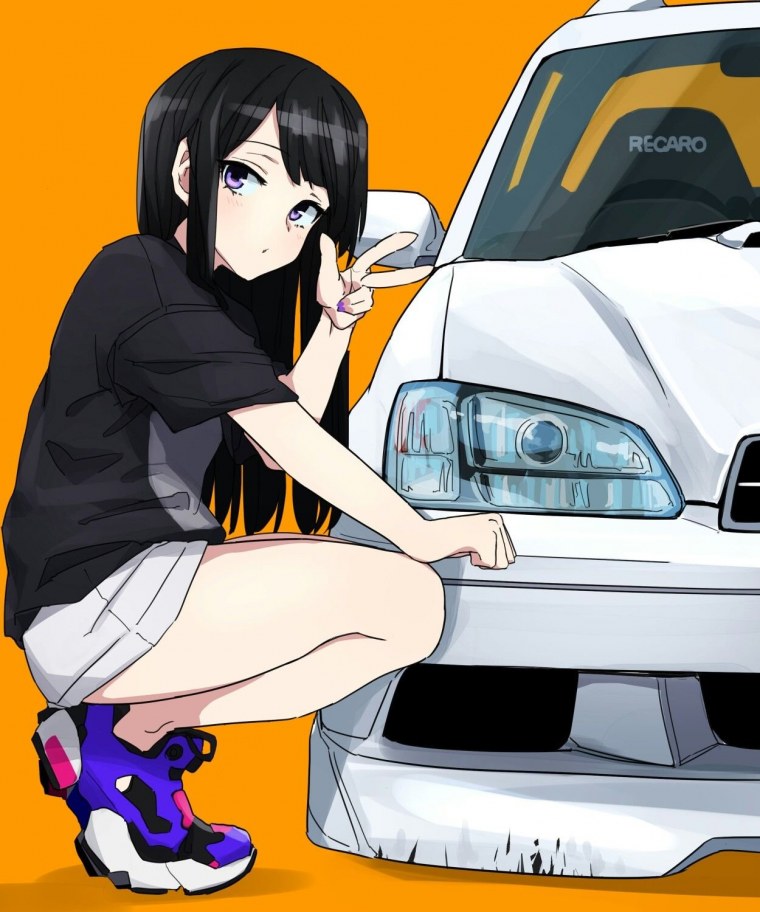 Аниме девушки и машины