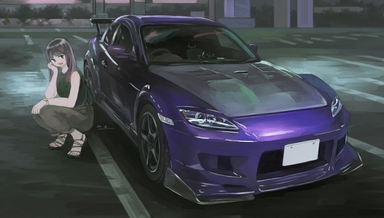Аниме девушки с японскими машинами