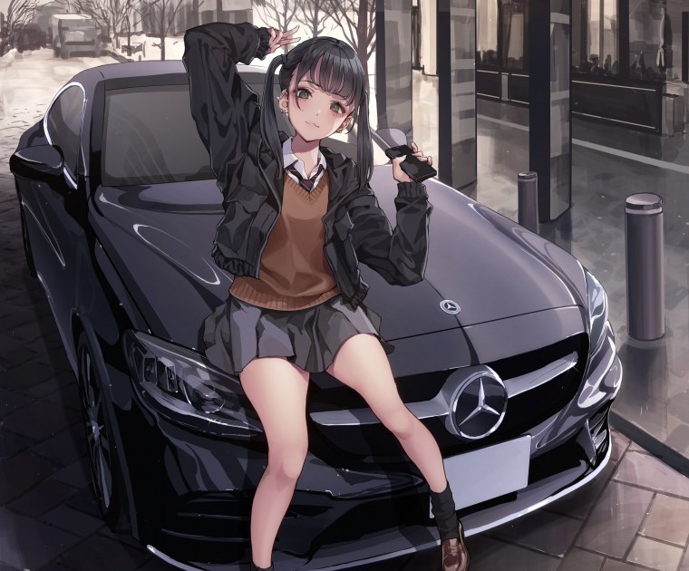 Аниме девушки и автомобили