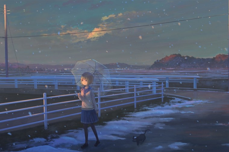 Аниме фон дождь