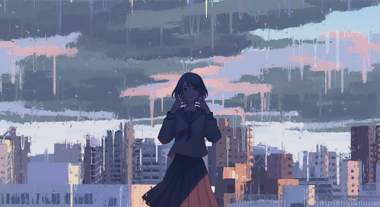 Аниме обои дождь