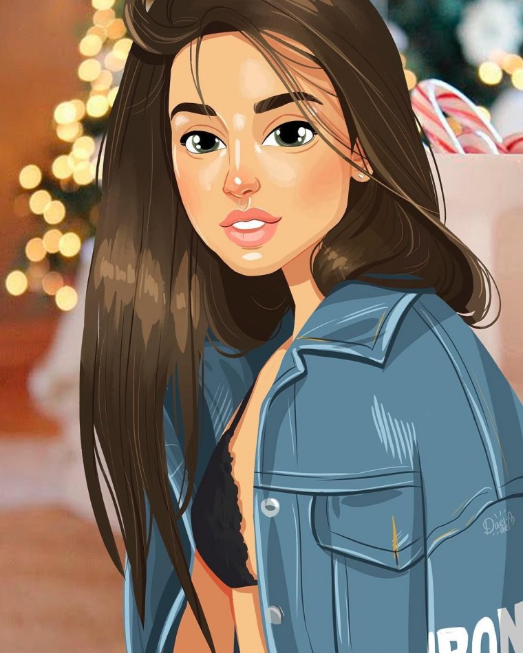 Мультяшная девочка с черными волосами